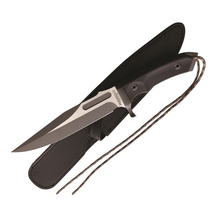 Couteau Rambo Last Blood Bowie Lame Acier Inox Etui Cuir Licence Officielle Rambo V RB9416 - Livraison Gratuite