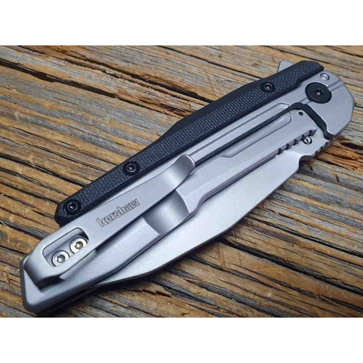 Couteau Kershaw Lithium A/O Lame Acier 8Cr13MoV Manche Acier/GFN IKBS Linerlock CLip KS2049 - Livraison Gratuite
