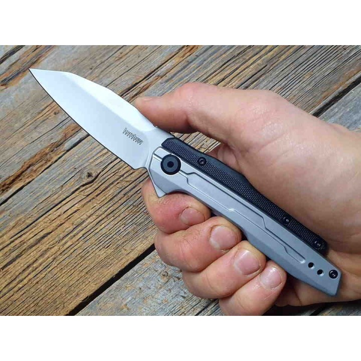 Couteau Kershaw Lithium A/O Lame Acier 8Cr13MoV Manche Acier/GFN IKBS Linerlock CLip KS2049 - Livraison Gratuite