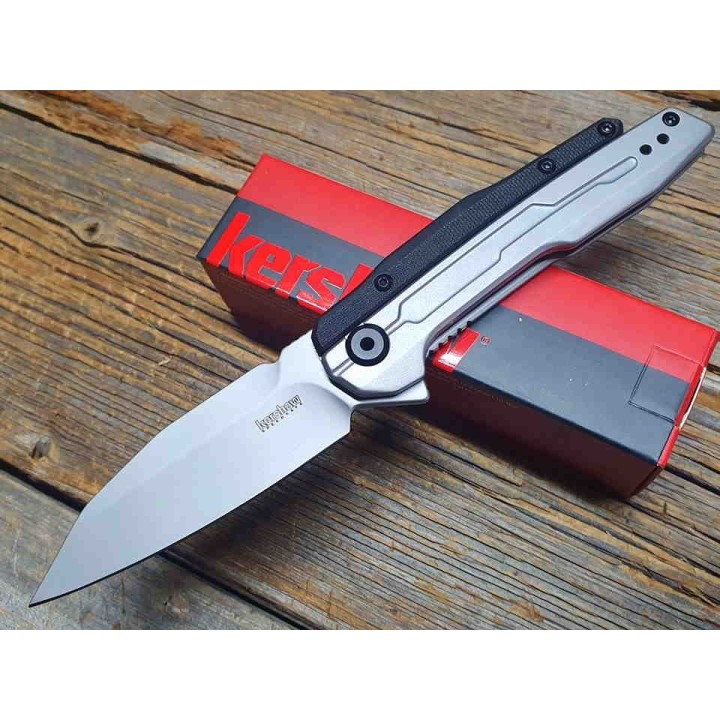 Couteau Kershaw Lithium A/O Lame Acier 8Cr13MoV Manche Acier/GFN IKBS Linerlock CLip KS2049 - Livraison Gratuite