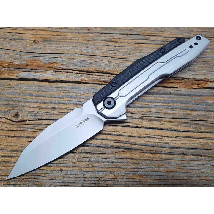 Couteau Kershaw Lithium A/O Lame Acier 8Cr13MoV Manche Acier/GFN IKBS Linerlock CLip KS2049 - Livraison Gratuite