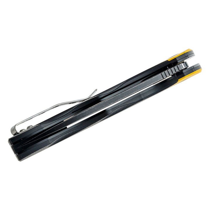 Couteau Bestech Airstream Black/Yellow Manche G10 Lame D2 Drop Point IKBS Linerlock Clip BTKG47B - Livraison Gratuite