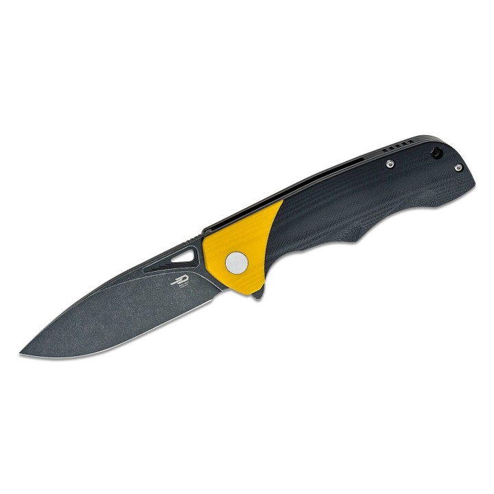 Couteau Bestech Airstream Black/Yellow Manche G10 Lame D2 Drop Point IKBS Linerlock Clip BTKG47B - Livraison Gratuite