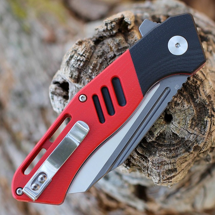 Couteau Bestech Rockface Red/Black Manche G10 Lame D2 Wharncliffe IKBS Linerlock Clip BTKG46C - Livraison Gratuite