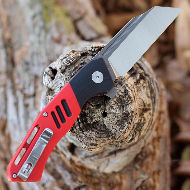 Couteau Bestech Rockface Red/Black Manche G10 Lame D2 Wharncliffe IKBS Linerlock Clip BTKG46C - Livraison Gratuite