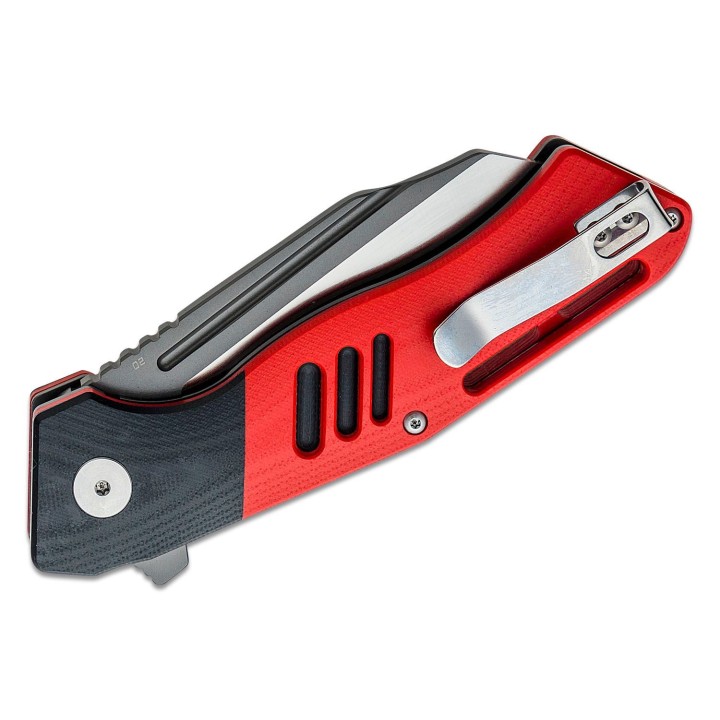Couteau Bestech Rockface Red/Black Manche G10 Lame D2 Wharncliffe IKBS Linerlock Clip BTKG46C - Livraison Gratuite