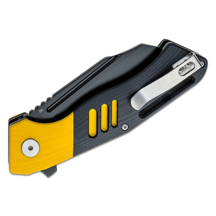 Couteau Bestech Rockface Black/Yellow Manche G10 Lame D2 Wharncliffe IKBS Linerlock Clip BTKG46B - Livraison Gratuite