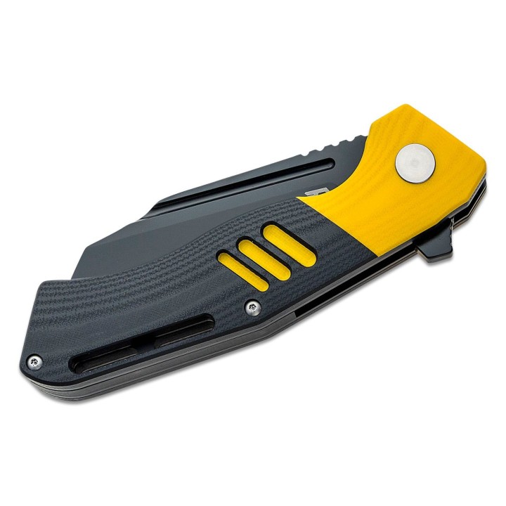 Couteau Bestech Rockface Black/Yellow Manche G10 Lame D2 Wharncliffe IKBS Linerlock Clip BTKG46B - Livraison Gratuite