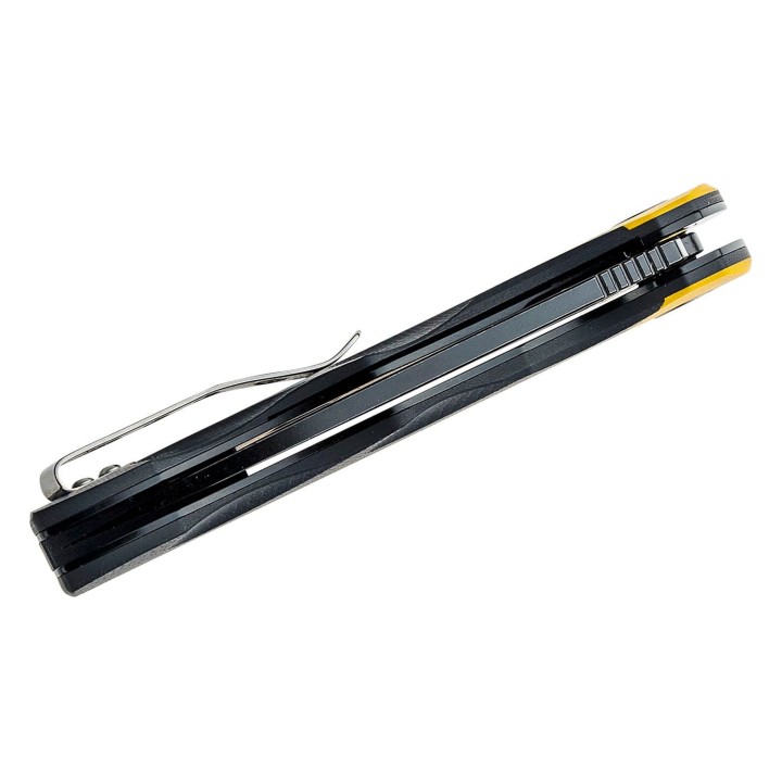 Couteau Bestech Airstream Black/Yellow Manche G10 Lame D2 Drop Point IKBS Linerlock Clip BTKG47A - Livraison Gratuite