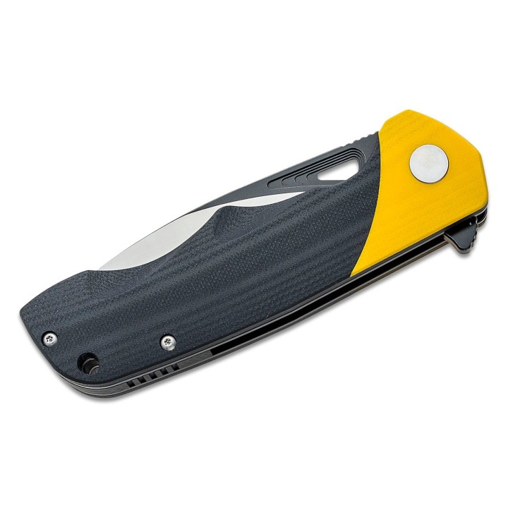 Couteau Bestech Airstream Black/Yellow Manche G10 Lame D2 Drop Point IKBS Linerlock Clip BTKG47A - Livraison Gratuite