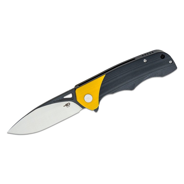 Couteau Bestech Airstream Black/Yellow Manche G10 Lame D2 Drop Point IKBS Linerlock Clip BTKG47A - Livraison Gratuite