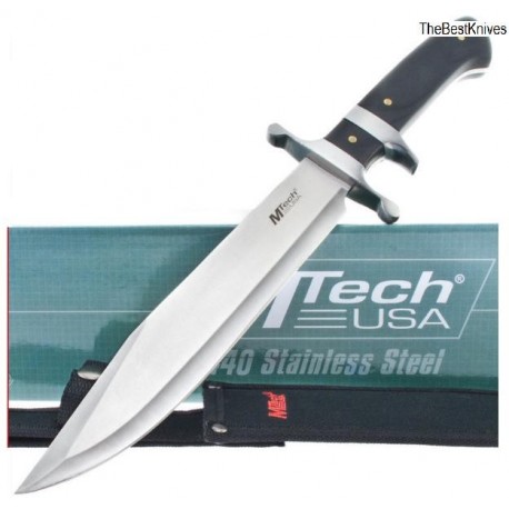 Couteau de Chasse Tactical MTech Sub-Hilt Bowie Acier 440 Manche Bois MT2004 - Livraison Gratuite