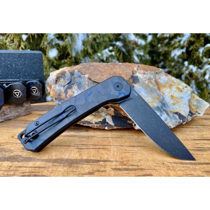 Couteau QSP Osprey CarboneFiber/Blue G10 Lame Acier 14C28N IKBS Linerlock Clip QS139G2 - Livraison Gratuite