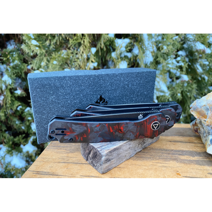 Couteau QSP Osprey CarboneFiber/Red G10 Lame Acier 14C28N IKBS Linerlock Clip QS139F2 - Livraison Gratuite