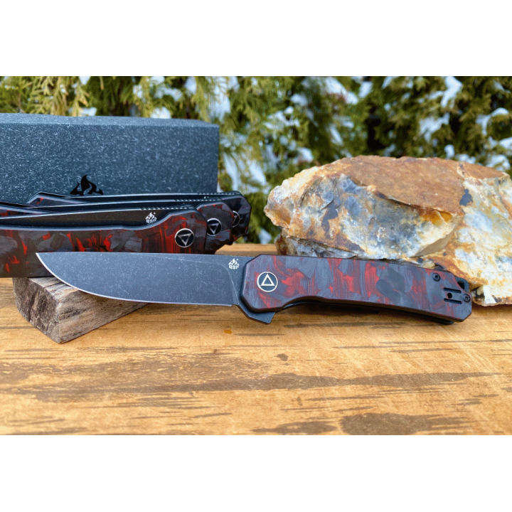 Couteau QSP Osprey CarboneFiber/Red G10 Lame Acier 14C28N IKBS Linerlock Clip QS139F2 - Livraison Gratuite