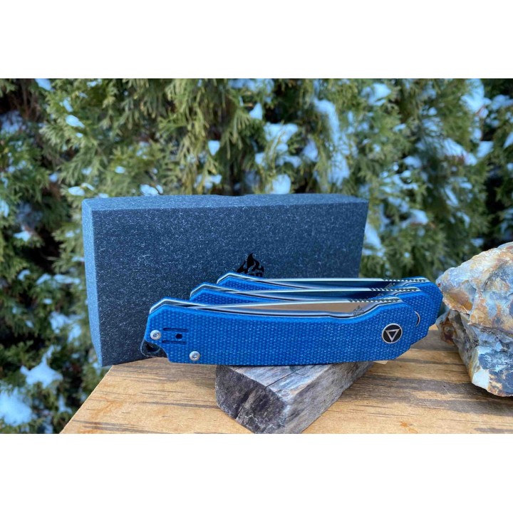 Couteau QSP Osprey Blue Lame Acier 14C28N Manche Micarta IKBS Linerlock Clip QS139B - Livraison Gratuite