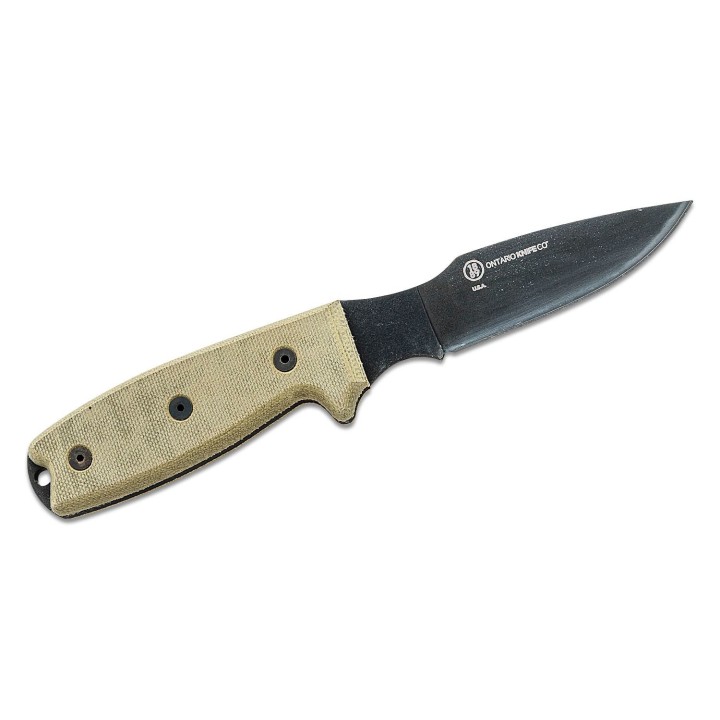 Couteau Ontario RAT-3 Caper Lame Acier Carbone Manche Micarta Etui Cuir Made In USA ON8663 - Livraison Gratuite