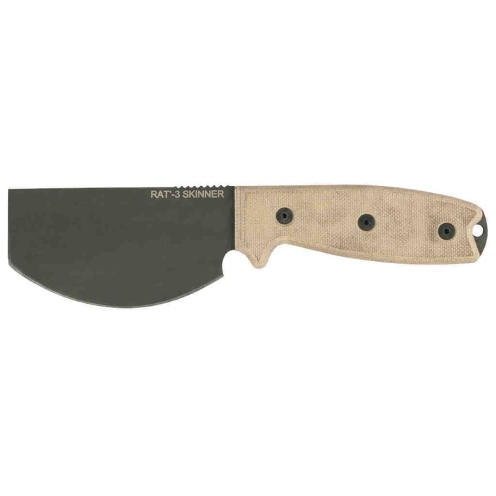 Couteau Ontario RAT-3 Skinner Lame Acier Carbone Manche Micarta Etui Cuir Made USA ON8661 - Livraison Gratuite