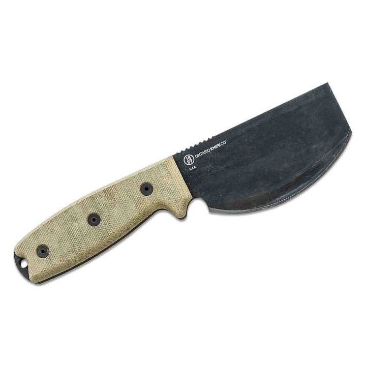Couteau Ontario RAT-3 Skinner Lame Acier Carbone Manche Micarta Etui Cuir Made USA ON8661 - Livraison Gratuite