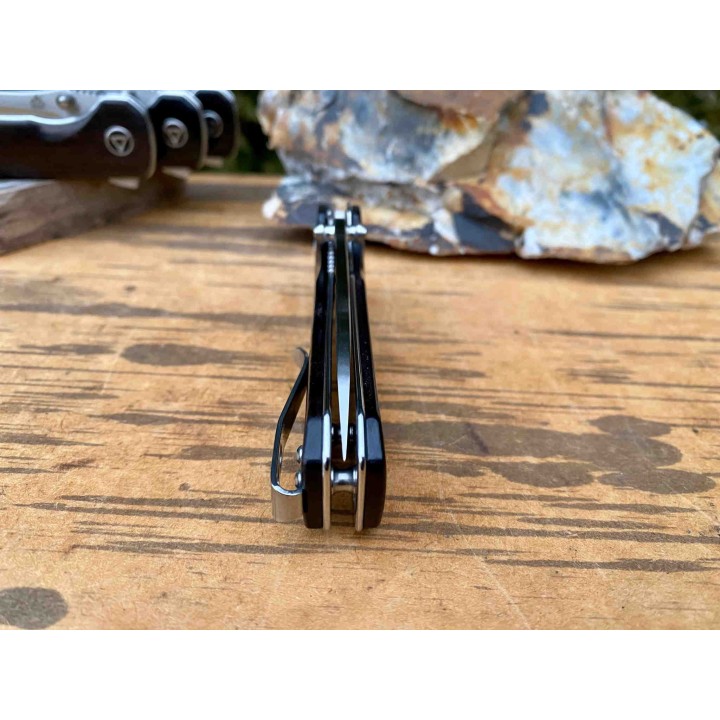 Couteau QSP Hawk Ebony Lame Acier 14C28N Manche Ebène IKBS Linerlock Clip QS131P1 - Livraison Gratuite