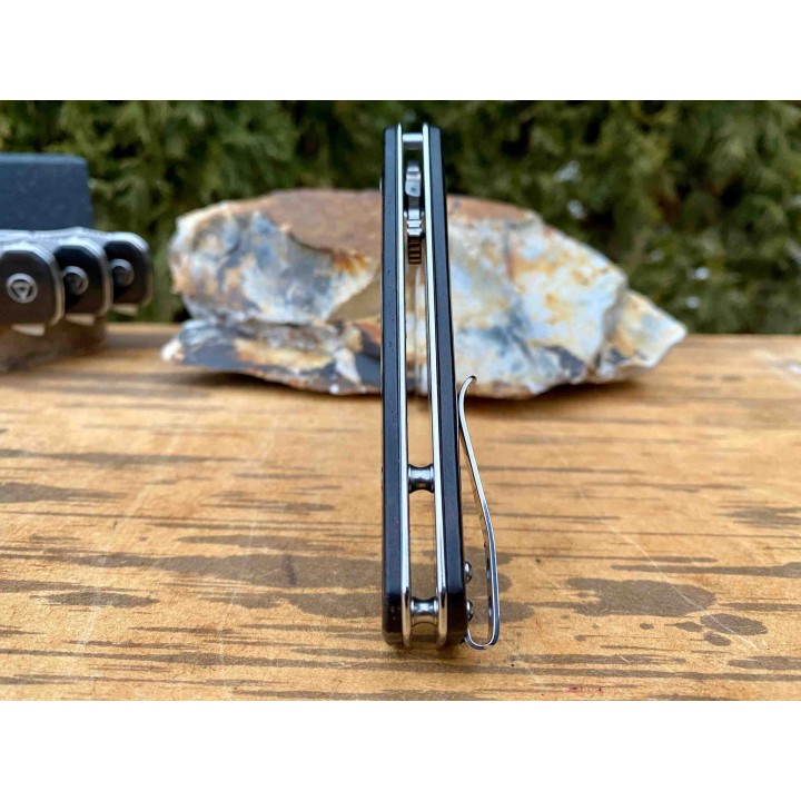 Couteau QSP Hawk Ebony Lame Acier 14C28N Manche Ebène IKBS Linerlock Clip QS131P1 - Livraison Gratuite