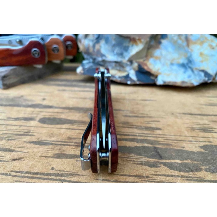 Couteau QSP Hawk Mkuruti Lame Acier 14C28N Manche Mkuruti IKBS Linerlock Clip QS131O1 - Livraison Gratuite
