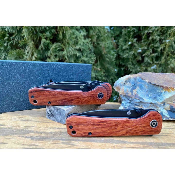 Couteau QSP Hawk Mkuruti Lame Acier 14C28N Black Manche Mkuruti IKBS Linerlock Clip QS131O2 - Livraison Gratuite