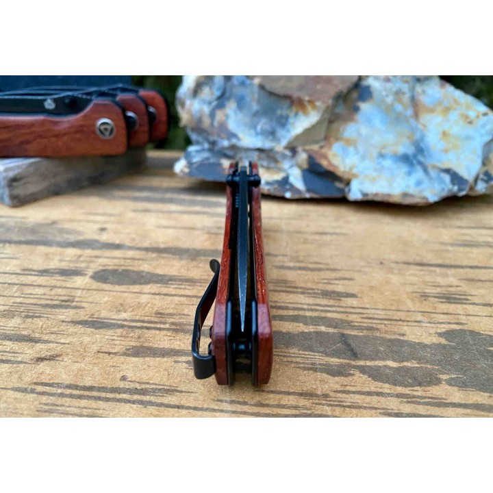 Couteau QSP Hawk Mkuruti Lame Acier 14C28N Black Manche Mkuruti IKBS Linerlock Clip QS131O2 - Livraison Gratuite