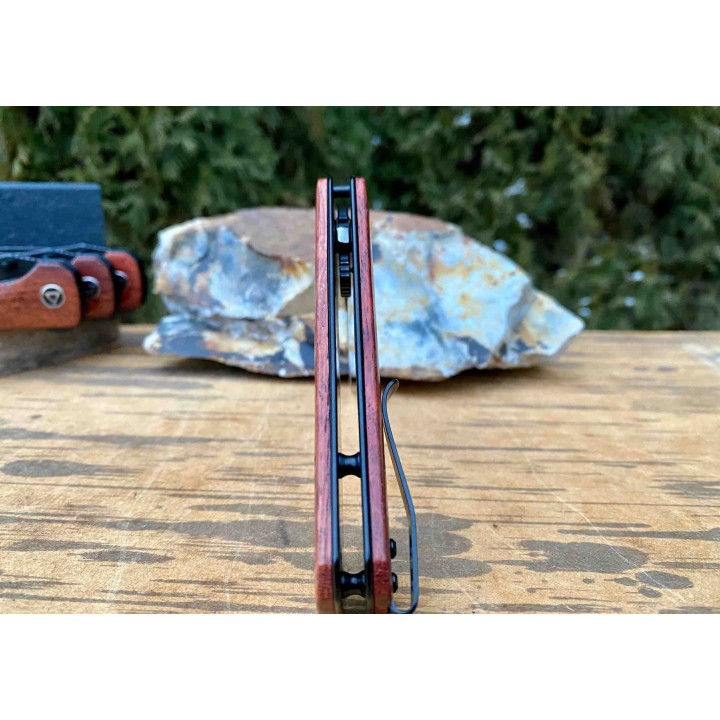 Couteau QSP Hawk Mkuruti Lame Acier 14C28N Black Manche Mkuruti IKBS Linerlock Clip QS131O2 - Livraison Gratuite