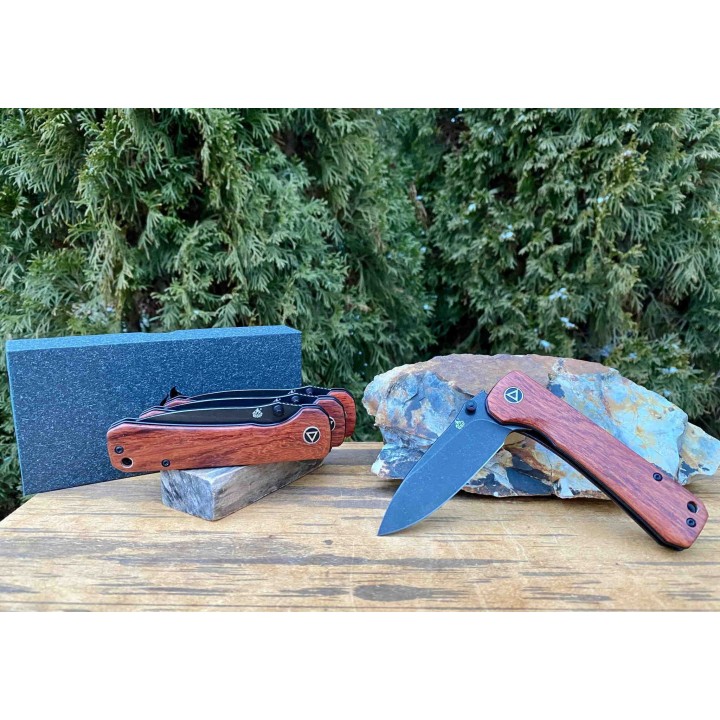 Couteau QSP Hawk Mkuruti Lame Acier 14C28N Black Manche Mkuruti IKBS Linerlock Clip QS131O2 - Livraison Gratuite