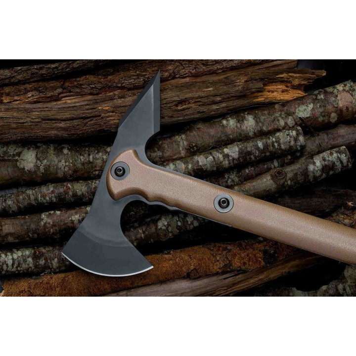Tomahawk Cold Steel Trench Hawk Flat Dark Earth Lame Acier 1055 Forgée Etui Secure-Ex CS90PTHF - Livraison Gratuite