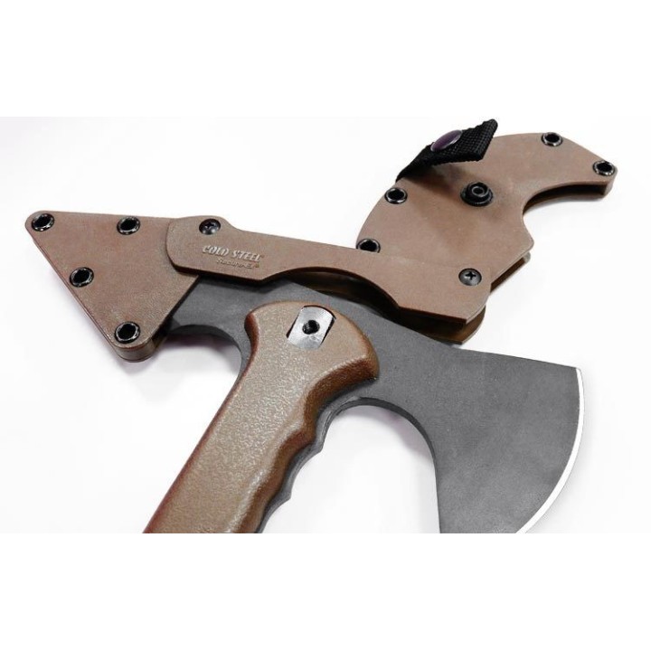 Tomahawk Cold Steel Trench Hawk Flat Dark Earth Lame Acier 1055 Forgée Etui Secure-Ex CS90PTHF - Livraison Gratuite
