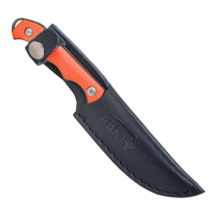 Couteau Bushcraft ABKT Tac Protector Lame Acier 8Cr13MoV Manche Orange G10 Etui Cuir AB040H - Livraison Gratuite