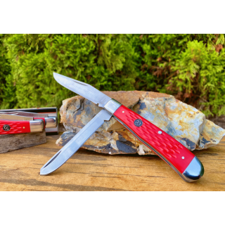 Couteau ABKT Cattlemans Cutlery Trapper 2 Lames Acier 3Cr13 Manche Delrin CC0002JRD - Livraison Gratuite