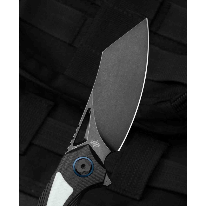 Couteau Bestech Knives Kasta Black/White Manche G10 Lame Acier 154CM IKBS Linerlock Clip BTKG45D - Livraison Gratuite