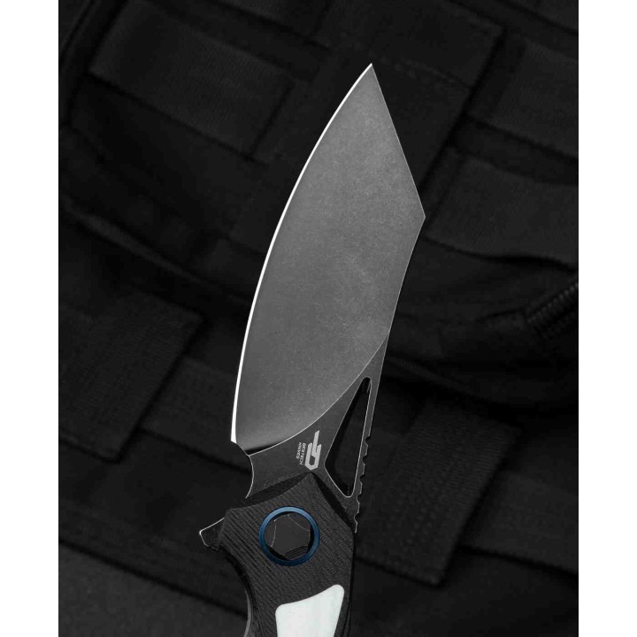 Couteau Bestech Knives Kasta Black/White Manche G10 Lame Acier 154CM IKBS Linerlock Clip BTKG45D - Livraison Gratuite