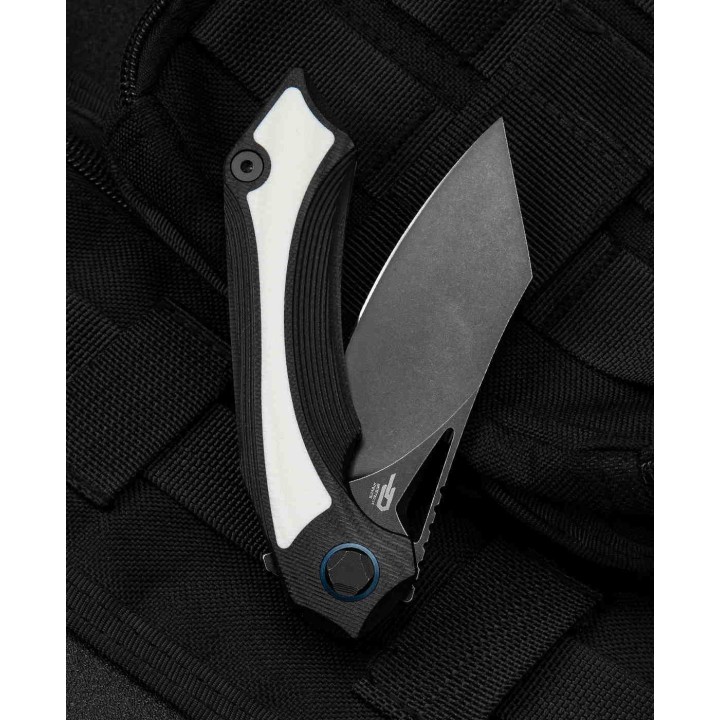 Couteau Bestech Knives Kasta Black/White Manche G10 Lame Acier 154CM IKBS Linerlock Clip BTKG45D - Livraison Gratuite