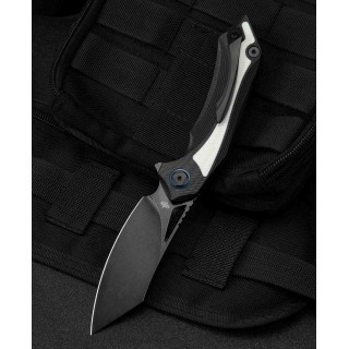 Couteau Bestech Knives Kasta Black/White Manche G10 Lame Acier 154CM IKBS Linerlock Clip BTKG45D - Livraison Gratuite
