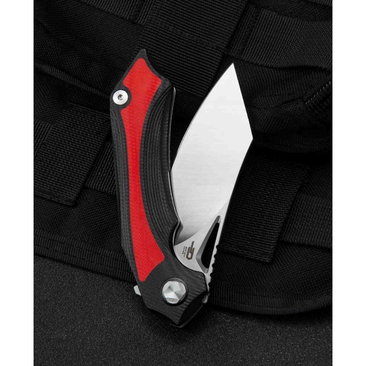Couteau Bestech Knives Kasta Red/Black Manche G10 Lame Acier 154CM IKBS Linerlock Clip BTKG45C - Livraison Gratuite