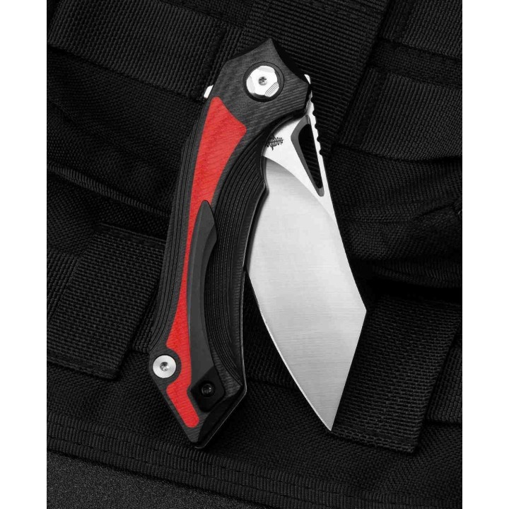 Couteau Bestech Knives Kasta Red/Black Manche G10 Lame Acier 154CM IKBS Linerlock Clip BTKG45C - Livraison Gratuite