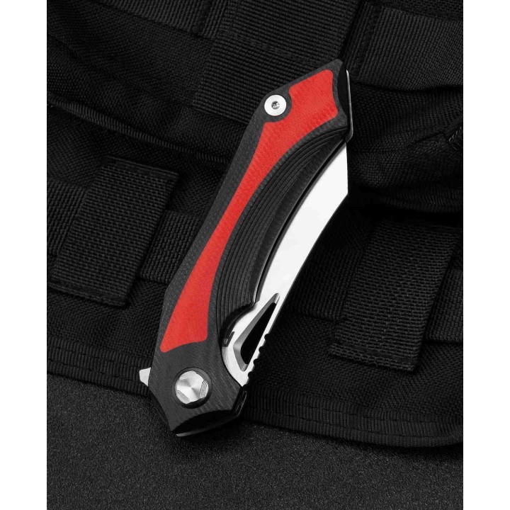 Couteau Bestech Knives Kasta Red/Black Manche G10 Lame Acier 154CM IKBS Linerlock Clip BTKG45C - Livraison Gratuite