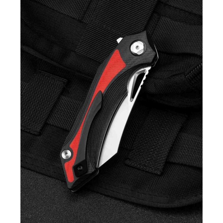 Couteau Bestech Knives Kasta Red/Black Manche G10 Lame Acier 154CM IKBS Linerlock Clip BTKG45C - Livraison Gratuite