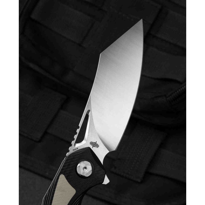 Couteau Bestech Knives Kasta Black/Beige Manche G10 Lame Acier 154CM IKBS Linerlock Clip BTKG45B - Livraison Gratuite