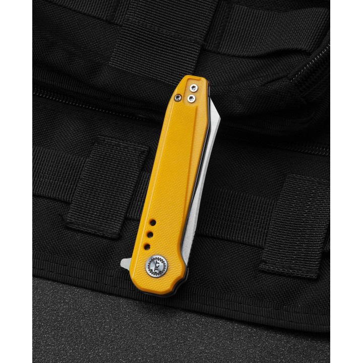 Couteau Bestech Syntax Yellow G10 Lame Acier 14C28N IKBS Linerlock Clip BTKG40B - Livraison Gratuite