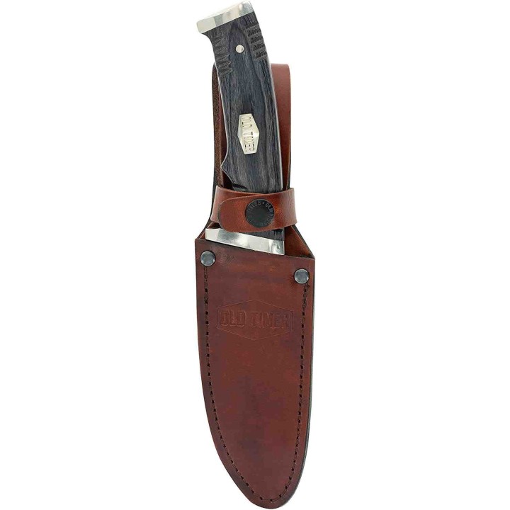 Couteau Bushcraft Schrade Old Timer Heritage Lame Acier D2 Manche Bois Etui Cuir SCH1135992 - Livraison Gratuite
