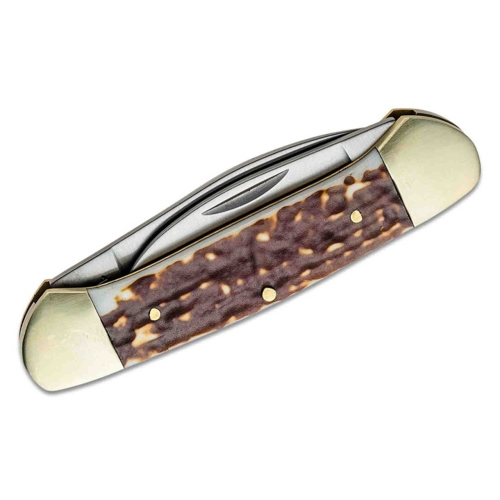 Couteau Schrade Uncle Henry Large Canoe Manche Staglon 2 Lames 7Cr17MoV SCH1135994 - Livraison Gratuite
