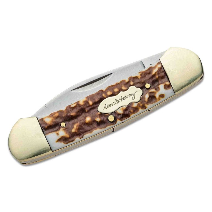 Couteau Schrade Uncle Henry Large Canoe Manche Staglon 2 Lames 7Cr17MoV SCH1135994 - Livraison Gratuite