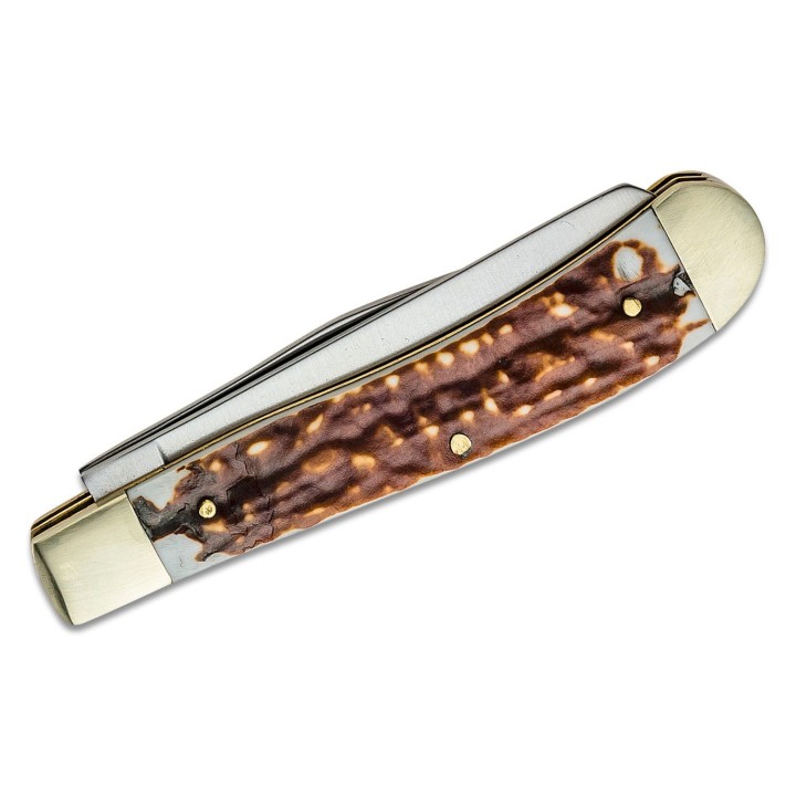 Couteau Schrade Pro Trapper Manche Staglon 2 Lames Acier 7Cr17MoV SCH1135999 - Livraison Gratuite