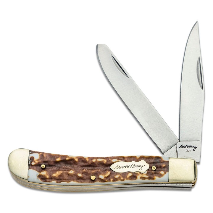 Couteau Schrade Pro Trapper Manche Staglon 2 Lames Acier 7Cr17MoV SCH1135999 - Livraison Gratuite