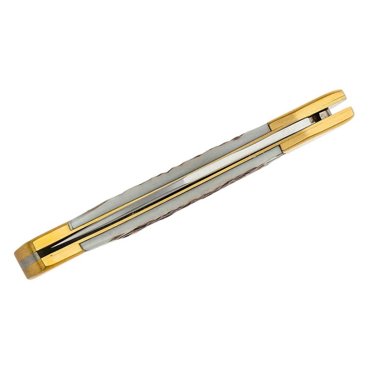 Couteau Scrade Papa Bear LB8 Manche Staglon Lame Acier 7Cr17MoV Lockback Etui Cuir SCH1136005 - Livraison Gratuite